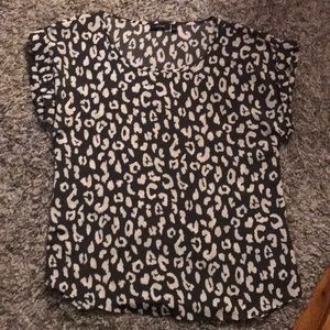 Classy animal print short sleeve blouse